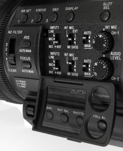 Camcorder Sony PXW-Z150, Detail Audiobedienfeld